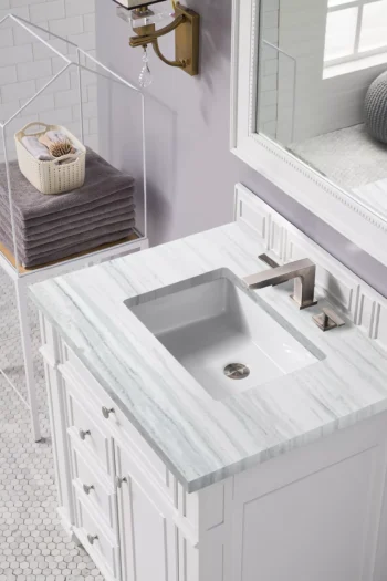 Bristol 30" Single Vanity, Bright White w/ 3 CM Arctic Fall Solid Surface Top - Image 3