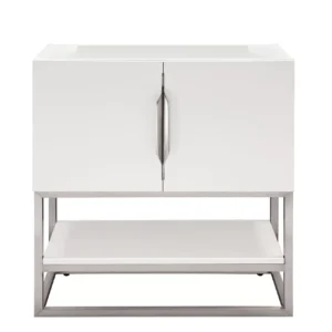Columbia 31.5″ Single Vanity Cabinet, Glossy White, Brushed Nickel