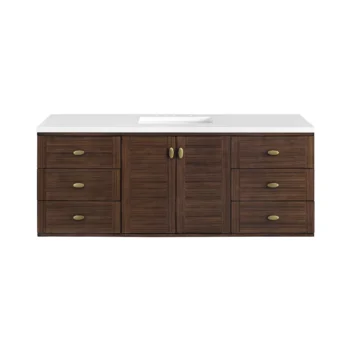 Amberly 60" Single Vanity, Mid-Century Walnut w/ 3 CM White Zeus Top - Image 4