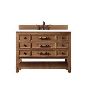 Malibu 48″ Single Vanity, Honey Alder w/ 3 CM White Zeus Quartz Top