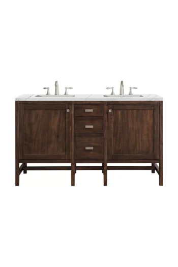 Addison 60" Double Vanity, Mid-Century Acacia w/ 3 CM Ethereal Noctis Quartz Top