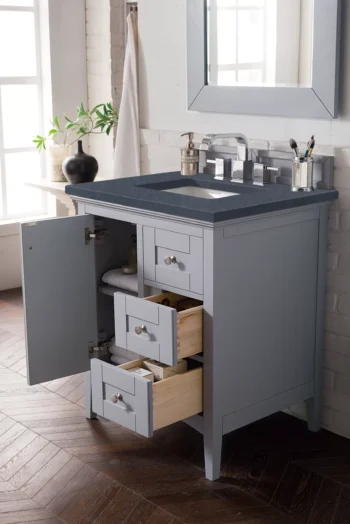 Palisades 30" Single Vanity, Silver Gray w/ 3 CM Charcoal Soapstone Quartz Top - Image 3