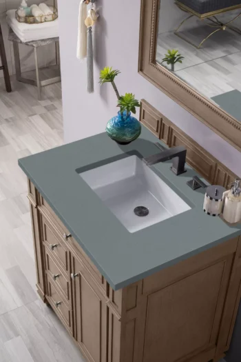Bristol 30" Single Vanity, Whitewashed Walnut w/ 3 CM Cala Blue Top - Image 3