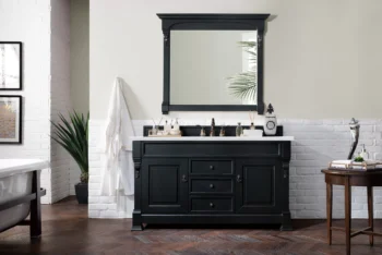 Brookfield 60" Single Vanity, Antique Black w/ 3 CM Arctic Fall Solid Surface Top - Image 2