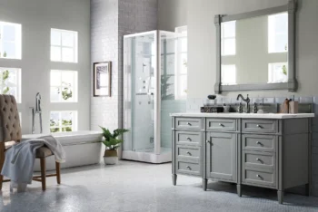 Brittany 60" Single Vanity, Urban Gray w/ 3 CM Ethereal Noctis Quartz Top - Image 3