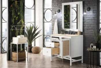 Addison 36" Single Vanity, Glossy White w/ 3 CM Eternal Marfil Top - Image 4