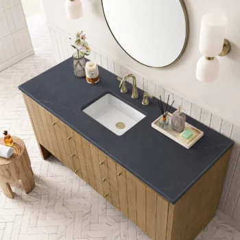 Hudson 60" Single Vanity, Light Natural Oak w/ 3 CM Charcoal Soapstone Top - Image 5