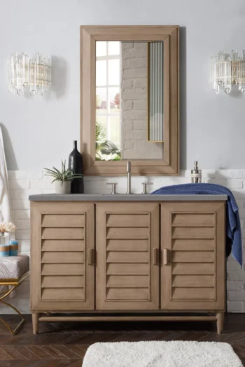 Portland 48" Single Vanity Whitewashed Walnut w/ 3 CM Grey Expo Quartz Top - Image 2