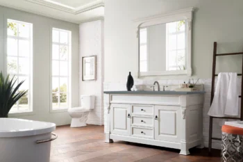 Brookfield 60" Single Vanity, Bright White w/ 3 CM Cala Blue Top - Image 3