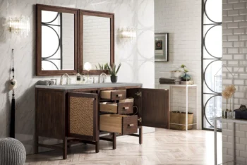 Addison 60" Double Vanity, Mid-Century Acacia w/ 3 CM Eternal Serena Quartz Top - Image 4
