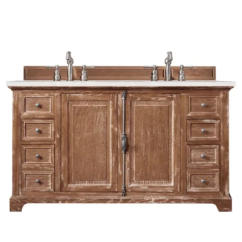 Providence 60" Double Vanity, Driftwood w/ 3 CM Eternal Serena Quartz Top