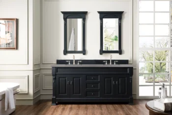 Brookfield 72" Double Vanity, Antique Black w/ 3 CM Grey Expo Quartz Top - Image 2