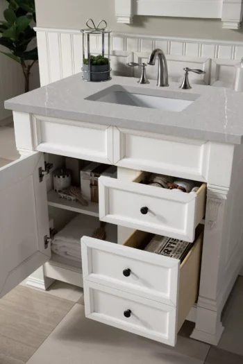 Brookfield 36" Single Vanity, Bright White w/ 3 CM Eternal Serena Quartz Top - Image 4