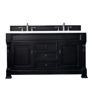 Brookfield 60″ Double Vanity, Antique Black w/ 3 CM White Zeus Quartz Top