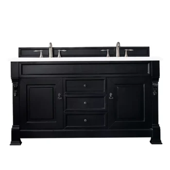 Brookfield 60" Double Vanity, Antique Black w/ 3 CM White Zeus Quartz Top
