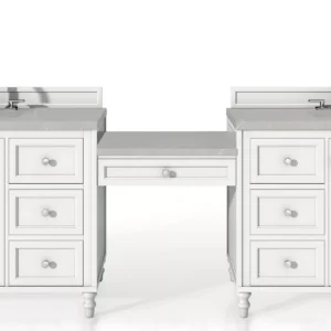 Copper Cove Encore 122″ Double Vanity Set, Bright White w/ 3 CM Eternal Serena Quartz Top