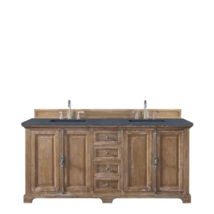 Providence 72″ Double Vanity, Driftwood w/ 3 CM Charcoal Soapstone Quartz Top