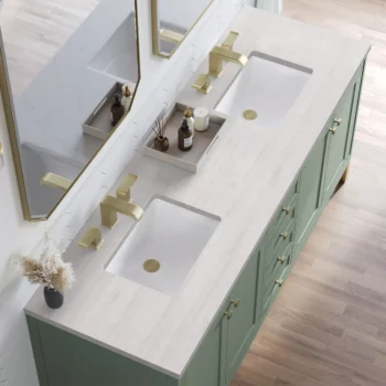 Chicago 72" Double Vanity, Smokey Celadon w/ 3 CM Arctic Fall Top - Image 5