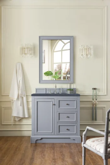 De Soto 36" Single Vanity, Silver Gray w/ 3 CM Charcoal Soapstone Quartz Top - Image 2