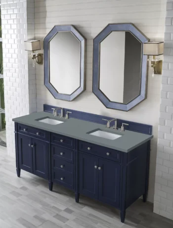 Brittany 72" Double Vanity, Victory Blue w/ 3 CM Cala Blue Top - Image 3