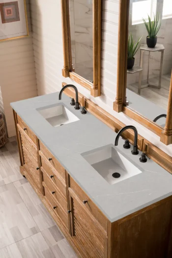 Savannah 72" Double Vanity, Driftwood w/ 3 CM Eternal Serena Quartz Top - Image 3