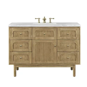 Laurent 48″ Single Vanity, Light Natural Oak w/ 3 CM Arctic Fall Top