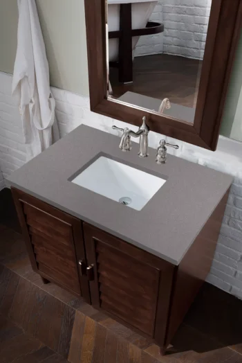 Portland 36" Single Vanity, Burnished Mahogany w/ 3 CM Grey Expo Top - Image 3
