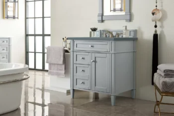 Brittany 30" Single Vanity, Urban Gray, w/ 3 CM Cala Blue Top - Image 3