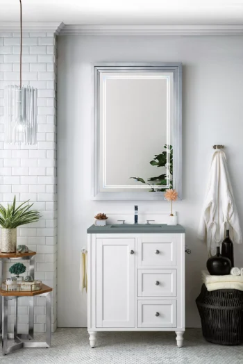 Copper Cove Encore 30" Single Vanity, Bright White w/ 3 CM Cala Blue Top - Image 2