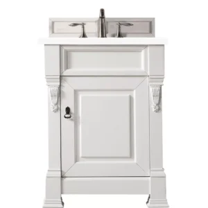Brookfield 26″ Single Vanity, Bright White w/ 3 CM White Zeus Quartz Top