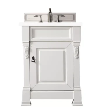 Brookfield 26" Single Vanity, Bright White w/ 3 CM White Zeus Quartz Top