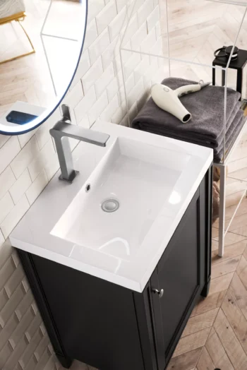 Britannia 24" Single Vanity, Black Onyx w/ White Glossy Composite Stone Top - Image 5