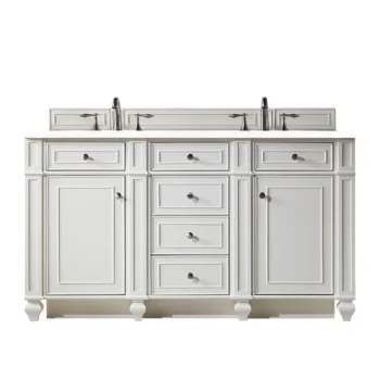 Bristol 60" Double Vanity, Bright White w/ 3 CM White Zeus Quartz Top