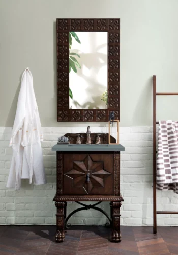 Balmoral 26" Single Vanity, Antique Walnut w/ 3 CM Cala Blue Top - Image 2
