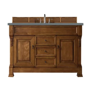 Brookfield 60″ Single Vanity, Country Oak w/ 3 CM Cala Blue Top