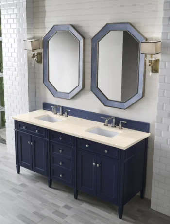 Brittany 72" Double Vanity, Victory Blue w/ 3 CM Eternal Marfil Quartz Top - Image 3