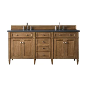 Brittany 72″ Double Vanity, Saddle Brown w/ 3 CM Charcoal Soapstone Quartz Top