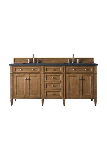 Brittany 72" Double Vanity, Saddle Brown w/ 3 CM Charcoal Soapstone Quartz Top