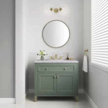 Chicago 36" Single Vanity, Smokey Celadon w/ 3 CM Carrara Marble Top - Image 4