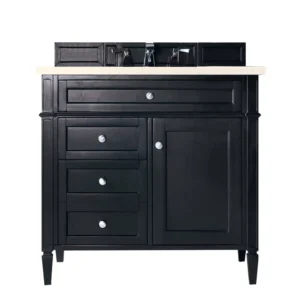 Brittany 36″ Single Vanity, Black Onyx w/ 3 CM Eternal Marfil Quartz Top