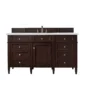 Brittany 60″ Single Vanity, Burnished Mahogany w/ 3 CM Ethereal Noctis Quartz Top