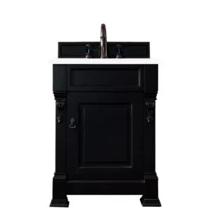 Brookfield 26″ Single Vanity, Antique Black w/ 3 CM White Zeus Quartz Top