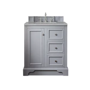 De Soto 30″ Single Vanity, Silver Gray w/ 3 CM Eternal Serena Quartz Top