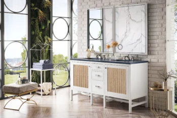 Addison 60" Double Vanity, Glossy White w/ 3 CM Charcoal Soapstone Quartz Top - Image 5