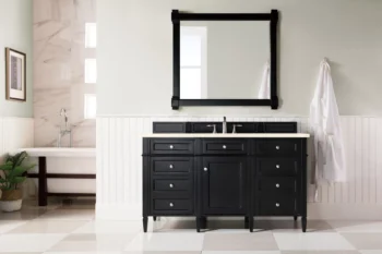 Brittany 60" Single Vanity, Black Onyx, w/ 3 CM Eternal Marfil Quartz Top - Image 2