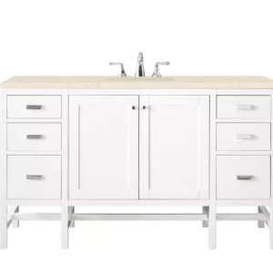 Addison 60″ Single Vanity, Glossy White w/ 3 CM Eternal Marfil Top