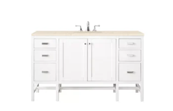 Addison 60" Single Vanity, Glossy White w/ 3 CM Eternal Marfil Top