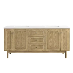 Laurent 72″ Double Vanity, Light Natural Oak w/ 3 CM White Zeus Top