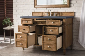 Brittany 48" Single Vanity, Saddle Brown w/ 3 CM Charcoal Soapstone Quartz Top - Image 4
