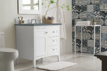 Palisades 36" Single Vanity, Bright White w/ 3 CM Cala Blue Top - Image 3